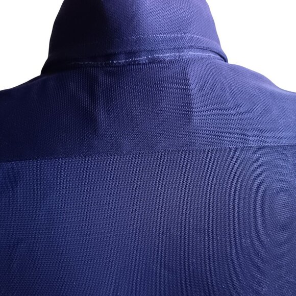 Vintage 16.5 Towncraft Mens Short Sleeve Button-Up Oxford Shirt Navy Blue Mesh - Picture 4 of 6